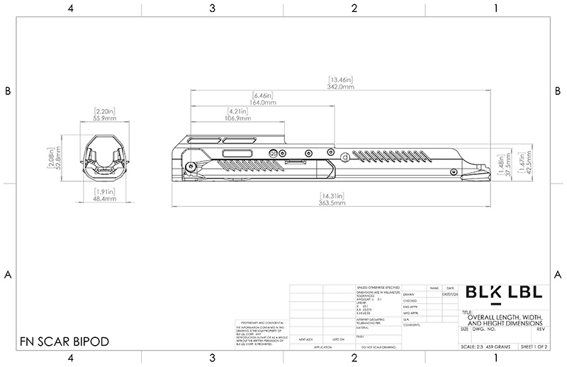 FN SCAR Bipod Critical Demensions